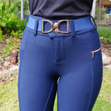 Rose Gold Stirrup Belt  - Navy