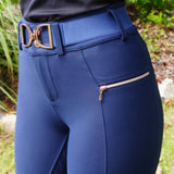 Rose Gold Stirrup Belt  - Navy