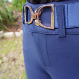 Rose Gold Stirrup Belt  - Navy